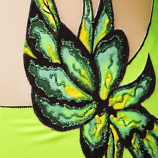 Design your own Leotard! Gymnastics - Ice Skating Leotard Template - Green Flower | Flamingo Sportswear