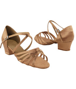 Very Fine Low Heel Ballroom Dance Shoes - 1670C - Brown Satin 1.5-inch Heel