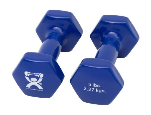 CanDo Vinyl Coated Dumbbell, Blue (5 lb), Pair | Flamingo Sportswear