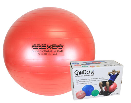 CanDo Inflatable Exercise Ball - Super Thick - Red - 30" (75 cm), Retail Box | Flamingo Sportswear