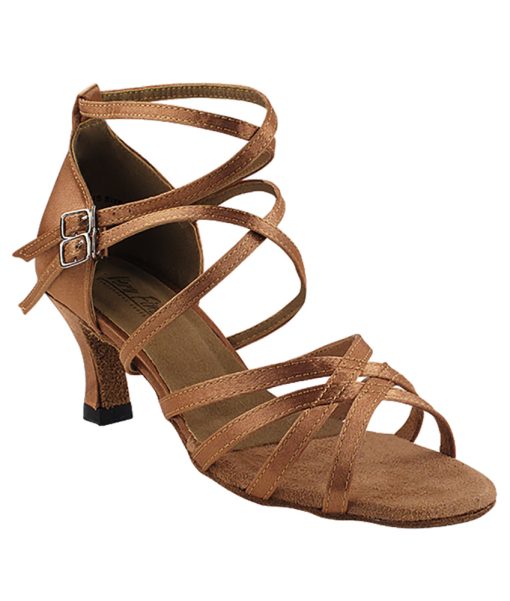 Discover the Elegance of Very Fine Ladies Dance Shoes 5008 in Brown Satin | Flamingo Sportswear