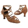 Discover the Elegance of Very Fine Ladies Dance Shoes 5008 in Brown Satin