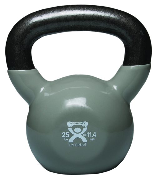 Cando Vinyl-Coated Kettlebell - Silver - 25 lb - Workout & Strength Training | Flamingo Sportswear