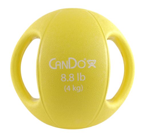 CanDo, Molded Dual Handle Medicine Ball, Yellow, 8.8 lb. (4 kg) | Flamingo Sportswear