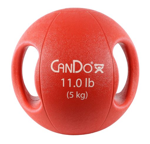 CanDo, Molded Dual Handle Medicine Ball, Red, 11 lb. (5 kg) | Flamingo Sportswear