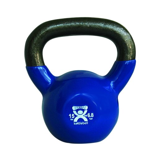 Cando Vinyl-Coated Kettlebell - Blue - 15 lb - Workout & Strength Trainingl - | Flamingo Sportswear