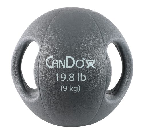 CanDo, Molded Dual Handle Medicine Ball, Silver, 19.8 lb. (9 kg) | Flamingo Sportswear