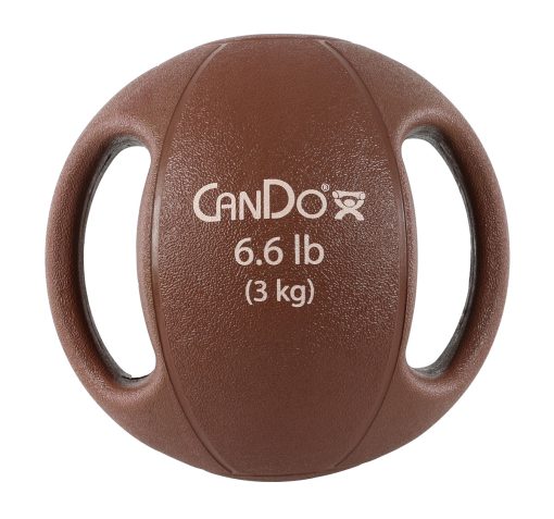 CanDo, Molded Dual Handle Medicine Ball, Tan, 6.6 lb. (3 kg) | Flamingo Sportswear