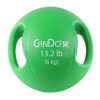 CanDo, Molded Dual Handle Medicine Ball, Green, 13.2 lb. (6 kg) | Flamingo Sportswear