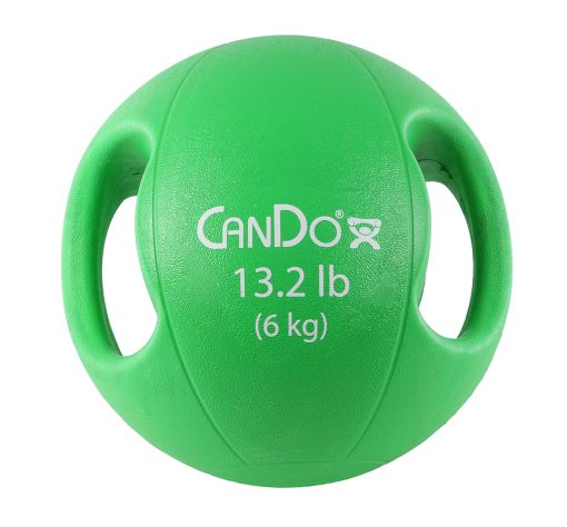 CanDo, Molded Dual Handle Medicine Ball, Green, 13.2 lb. (6 kg) | Flamingo Sportswear