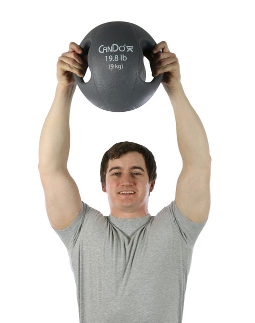 CanDo, Molded Dual Handle Medicine Ball, Silver, 19.8 lb. (9 kg) | Flamingo Sportswear