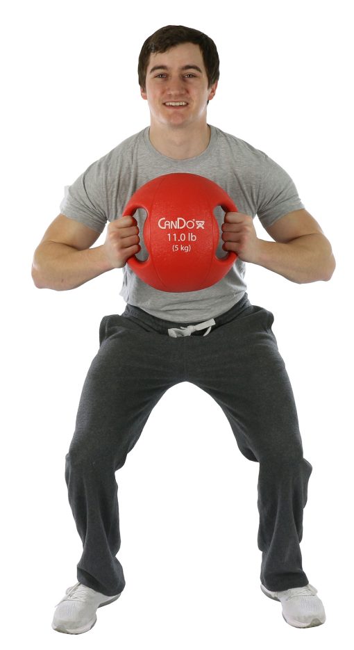 CanDo, Molded Dual Handle Medicine Ball, Red, 11 lb. (5 kg) | Flamingo Sportswear