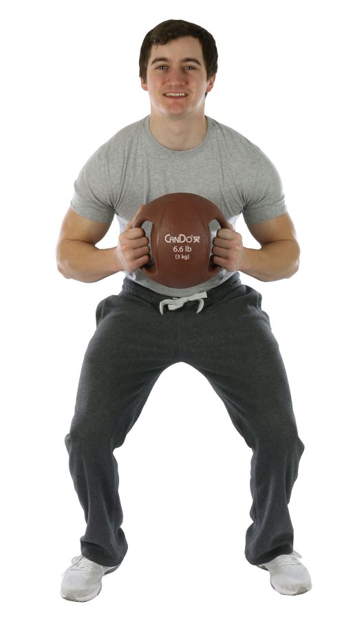 CanDo, Molded Dual Handle Medicine Ball, Tan, 6.6 lb. (3 kg) | Flamingo Sportswear