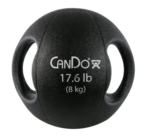 CanDo, Molded Dual Handle Medicine Ball, Black, 17.6 lb. (8 kg) | Flamingo Sportswear