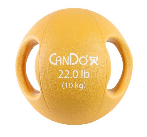 CanDo, Molded Dual Handle Medicine Ball, Gold, 22 lb. (10 kg) | Flamingo Sportswear