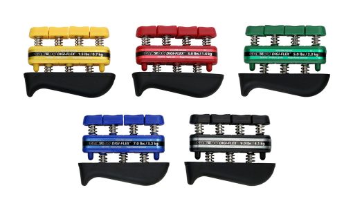 Cando Digi-Flex Hand Exerciser - Set of 5 (Yellow-Red-Green-Blue-Black) No Rack | Flamingo Sportswear