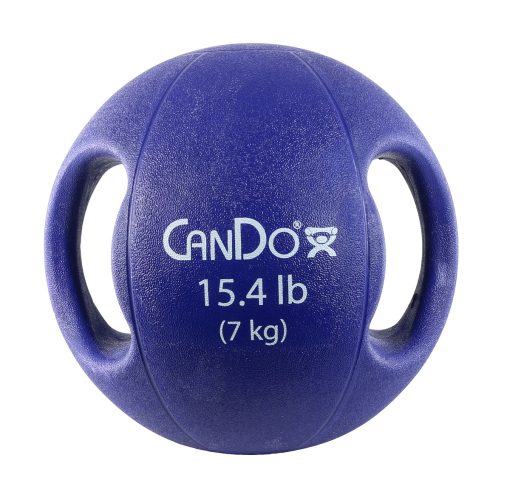 CanDo, Molded Dual Handle Medicine Ball, Blue, 15.4 lb. (7 kg) | Flamingo Sportswear