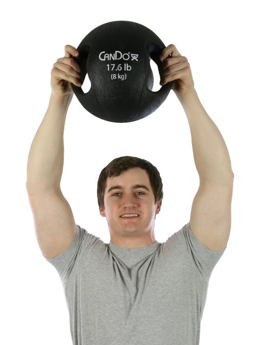 CanDo, Molded Dual Handle Medicine Ball, Black, 17.6 lb. (8 kg) | Flamingo Sportswear